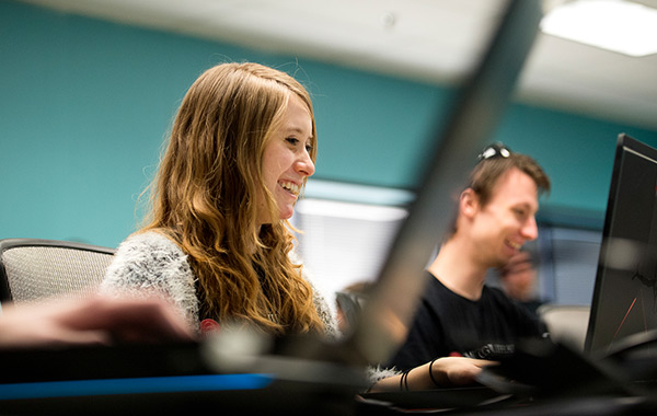 Student working on computers