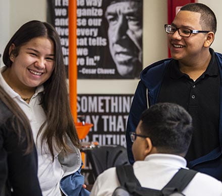  A group of students at the new West Dallas STEM School.