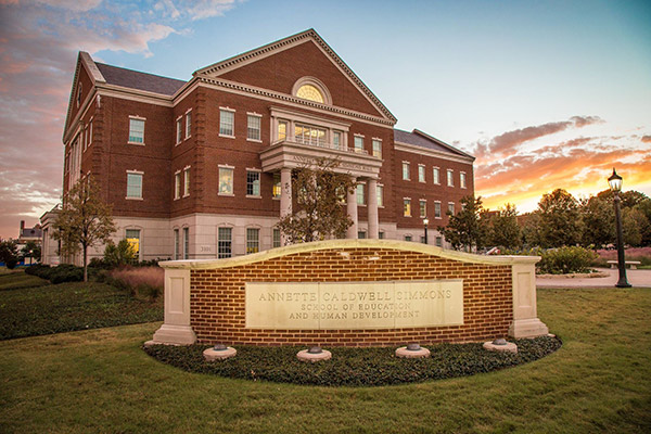 A picturesque view of Annette Caldwell Simmons Hall at SMU.