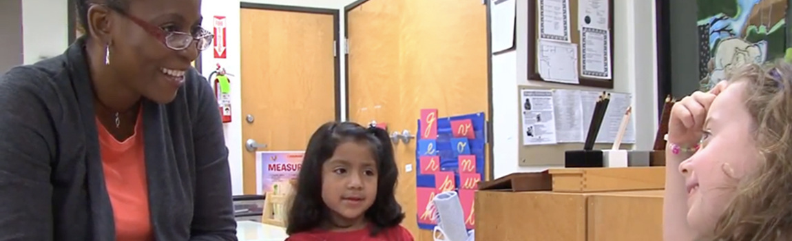 Teacher with students