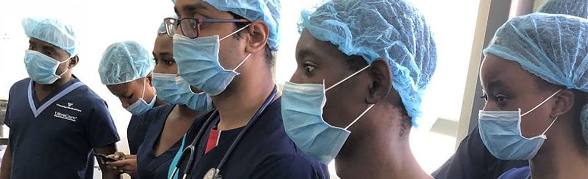 Students wearing surgical scrubs