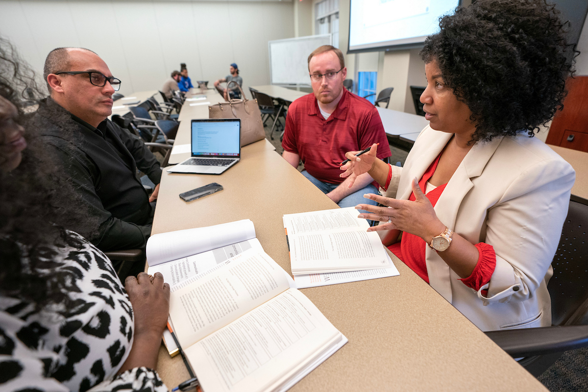 Students in SMU’s MA Dispute Resolution program engage in a classroom exercise.