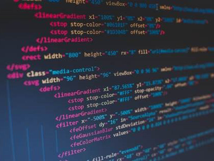 Display showing computer code.