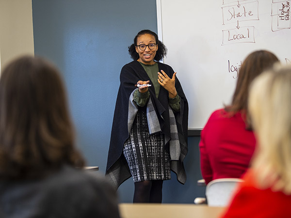 Professor teaching class
