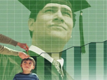 Young student's height being measured