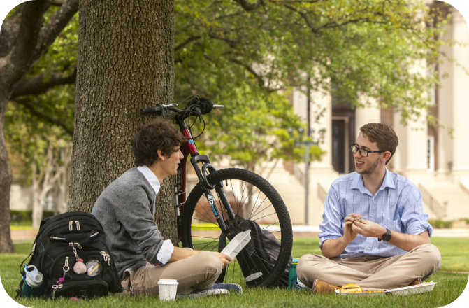 students sitting on quad