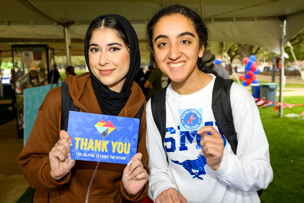 Students at an SMU Giving Day event