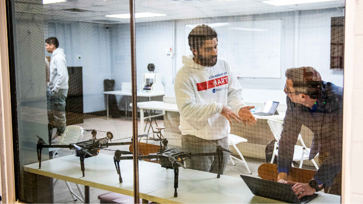 Students conducting research 