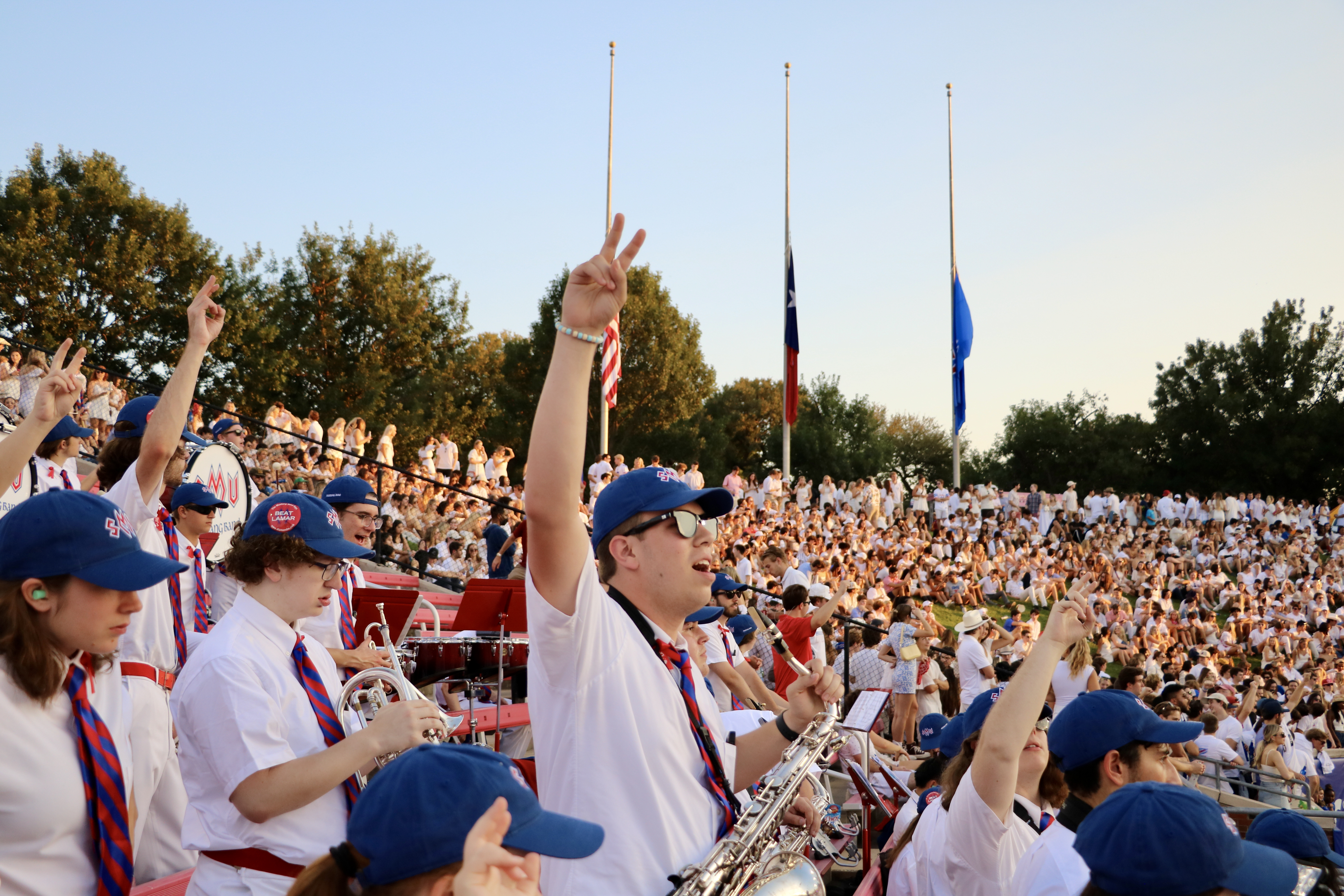 Mustang Band in Ford Stadium for football game