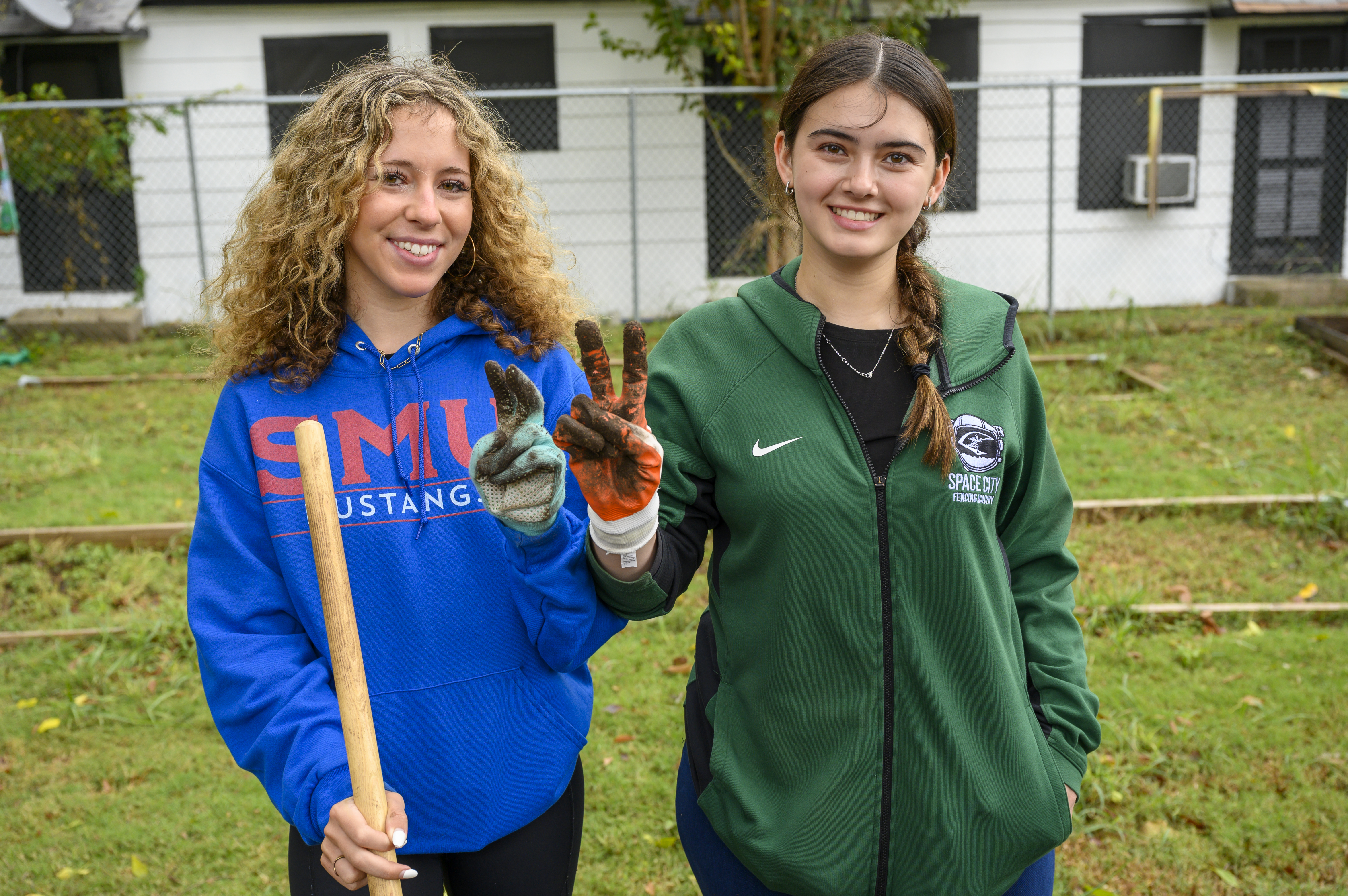 Students gardening 