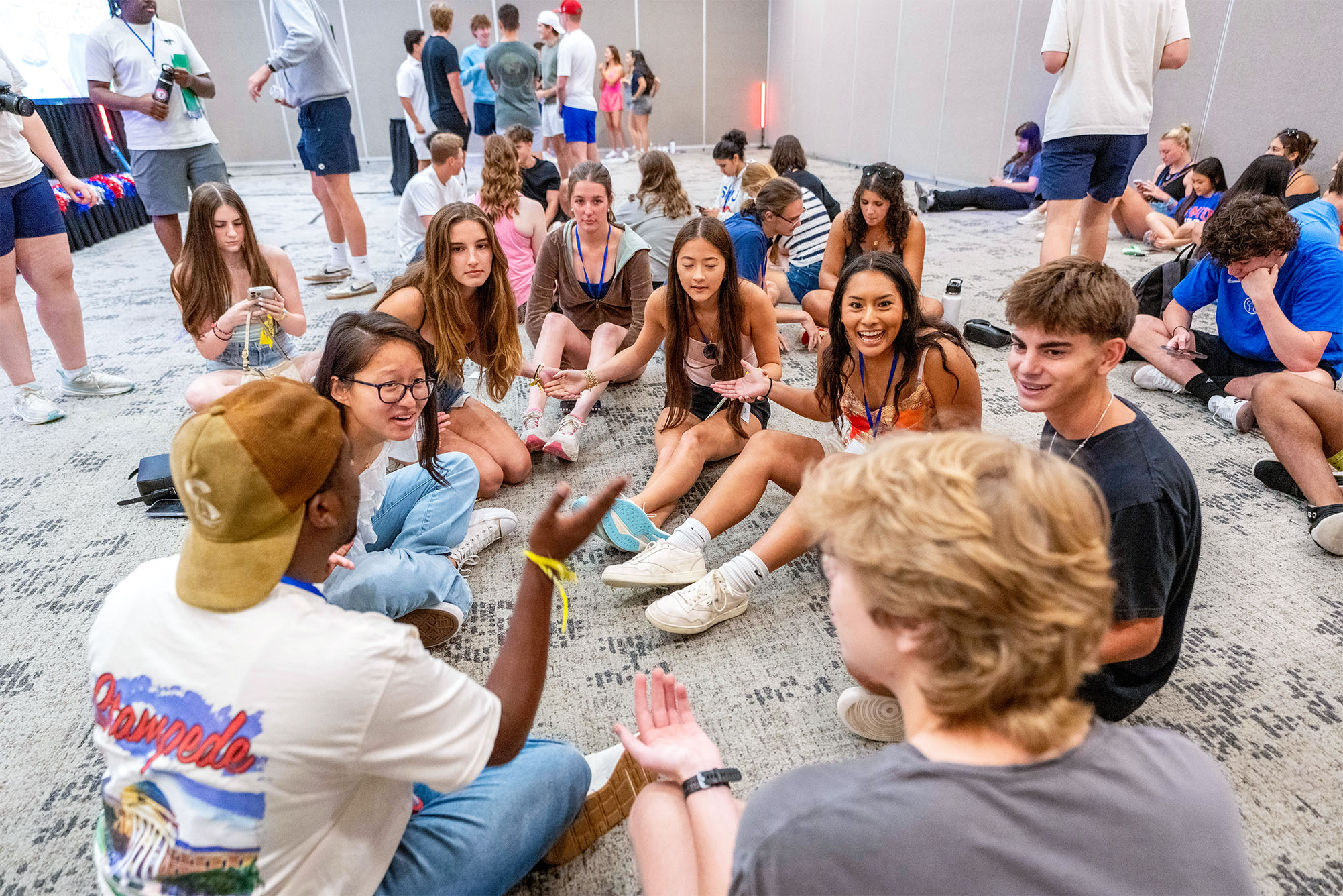 group fun in circle playing game