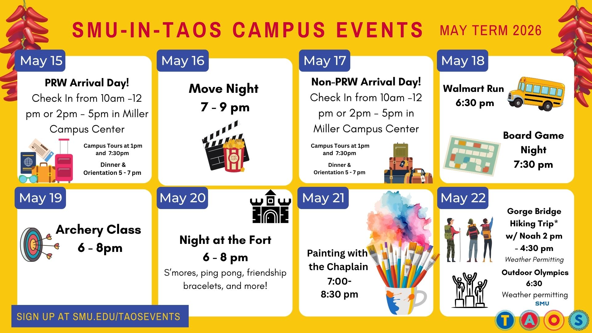 May Term 2026 Events Calendar Page 1