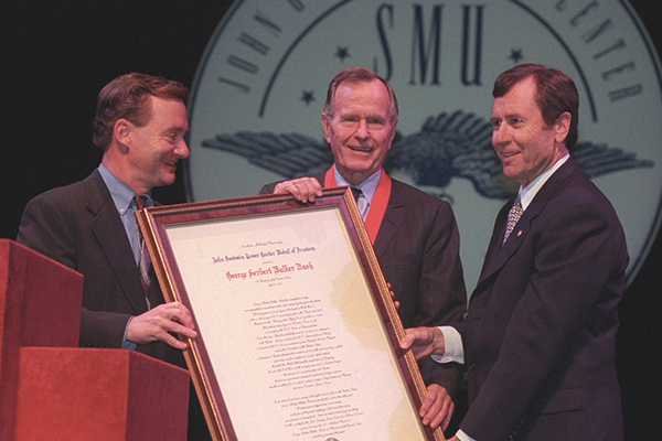 2001 Former President George H.W. Bush receives the Tower Center’s Medal of Freedom