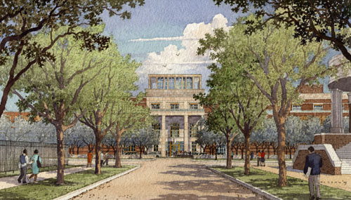 Rendering of the entrance to the Bush Presidential Center's Institute