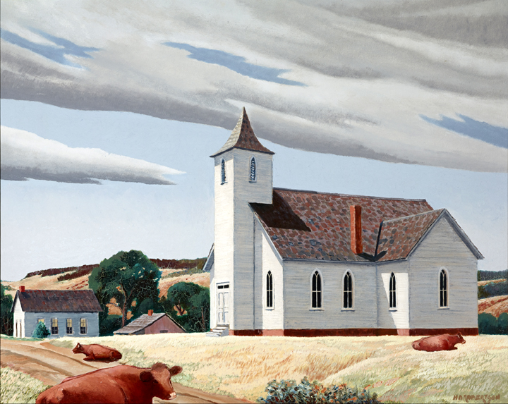 Three Cows and a Church by H. O. Robertson