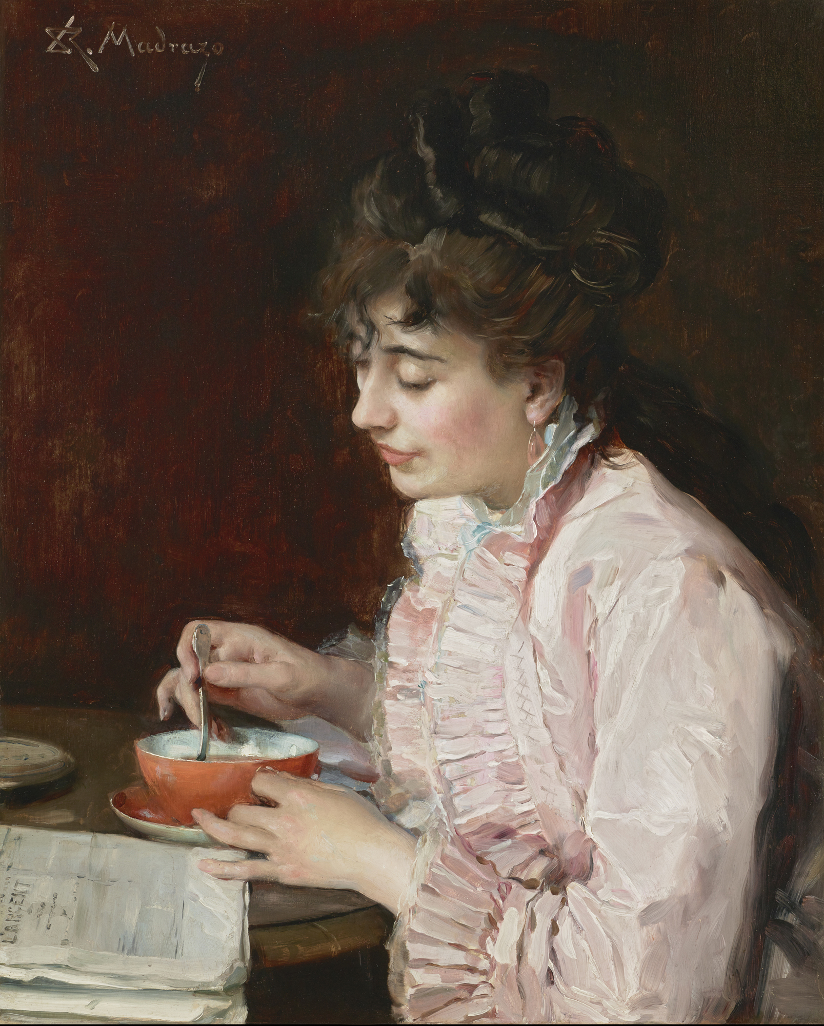 Raimundo de Madrazo y Garreta (Spanish, 1841-1920), Portrait of a Lady, 1890-91. Oil on cradled panel. Meadows Museum, SMU, Dallas. Museum Purchase thanks to a gift from Mrs. Mildred M. Oppenheimer in memory of Dean Carole Brandt, MM.2014.02. Photo by Michael Bodycomb