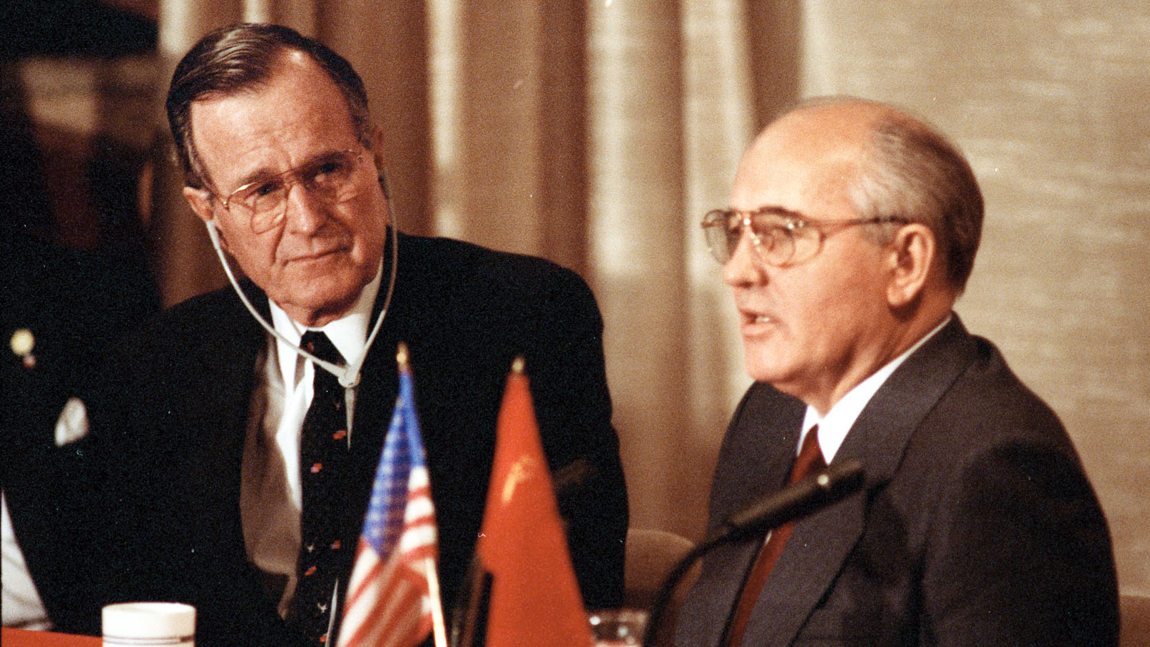 Bush and Gorbachev at Malta, December 1989 - the first time ever that an American President and Soviet General Secretary held a simultaneous joint press conference.