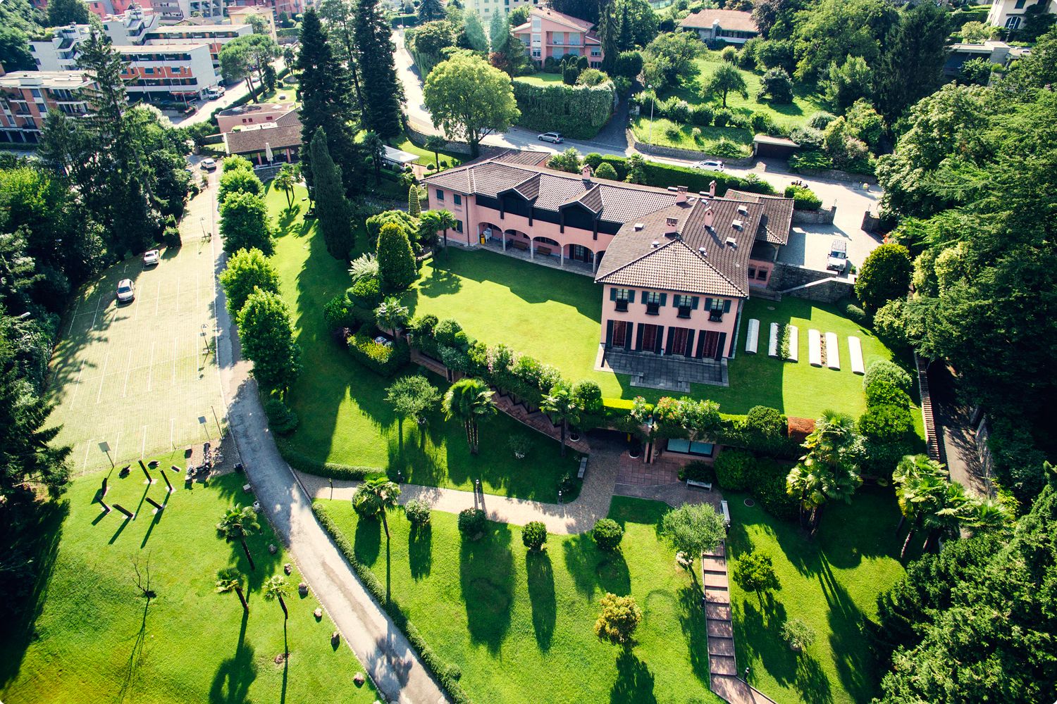 aerial view of franklin campus on a sunny day