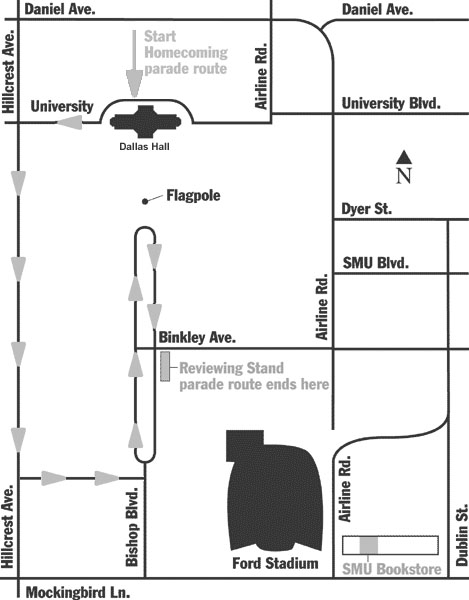 Homecoming 2008 Parade Map for Southern Methodist University