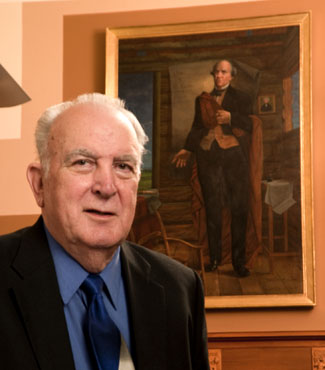 Sam Houston IV with portrait of Sam Houston