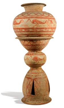 Etruscan pottery. Olla with Stand (Holmos).  End of the 8th century B.C.E.