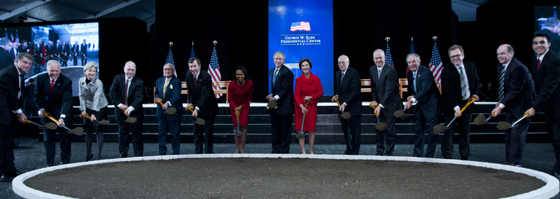 Group photo at the Bush Presidential Center groundbreaking