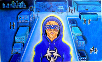 Old East Dallas by AMY M of North Dallas High School - oil pastel on board