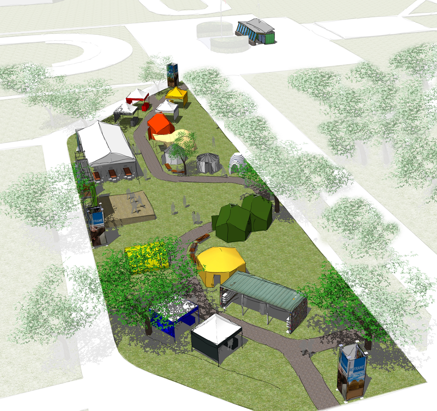 Rendering of the 'Living Village' at SMU for Engineering and Humanity Week