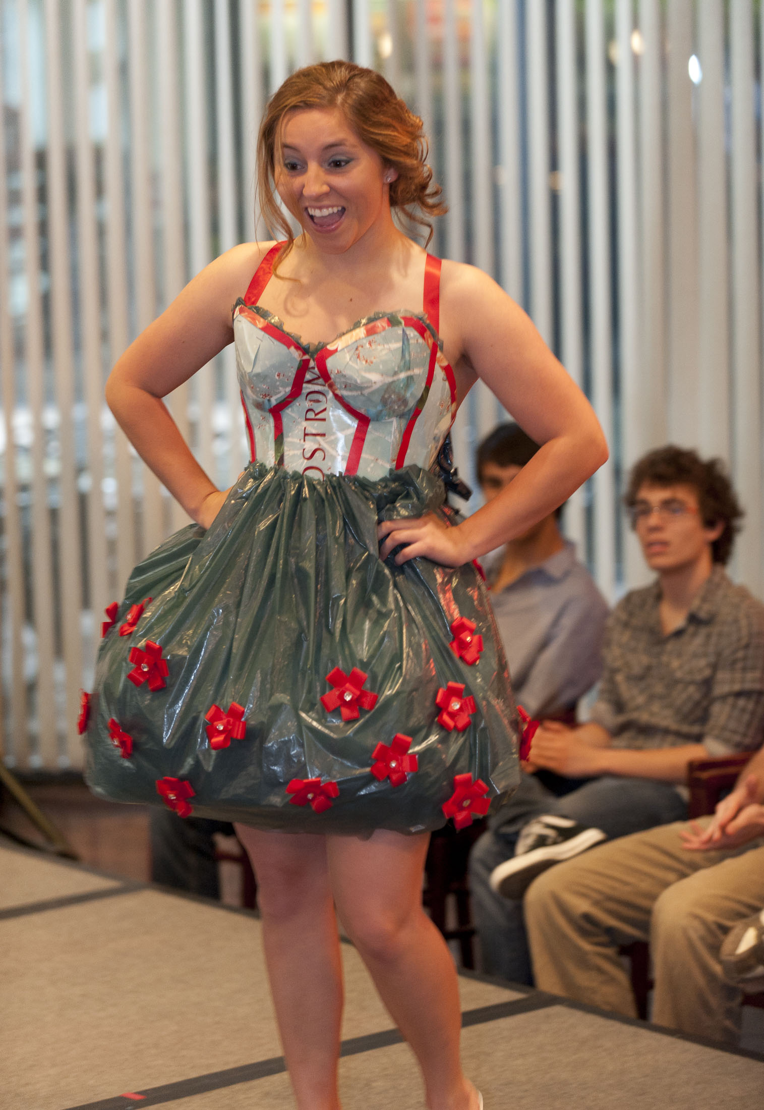 First-year business student Blaire Bogard graces the catwalk with this bubble dress made by Alessandra Shultz, also a first-year business student.