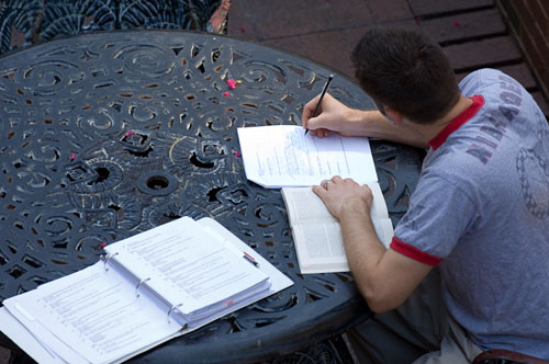 student studying