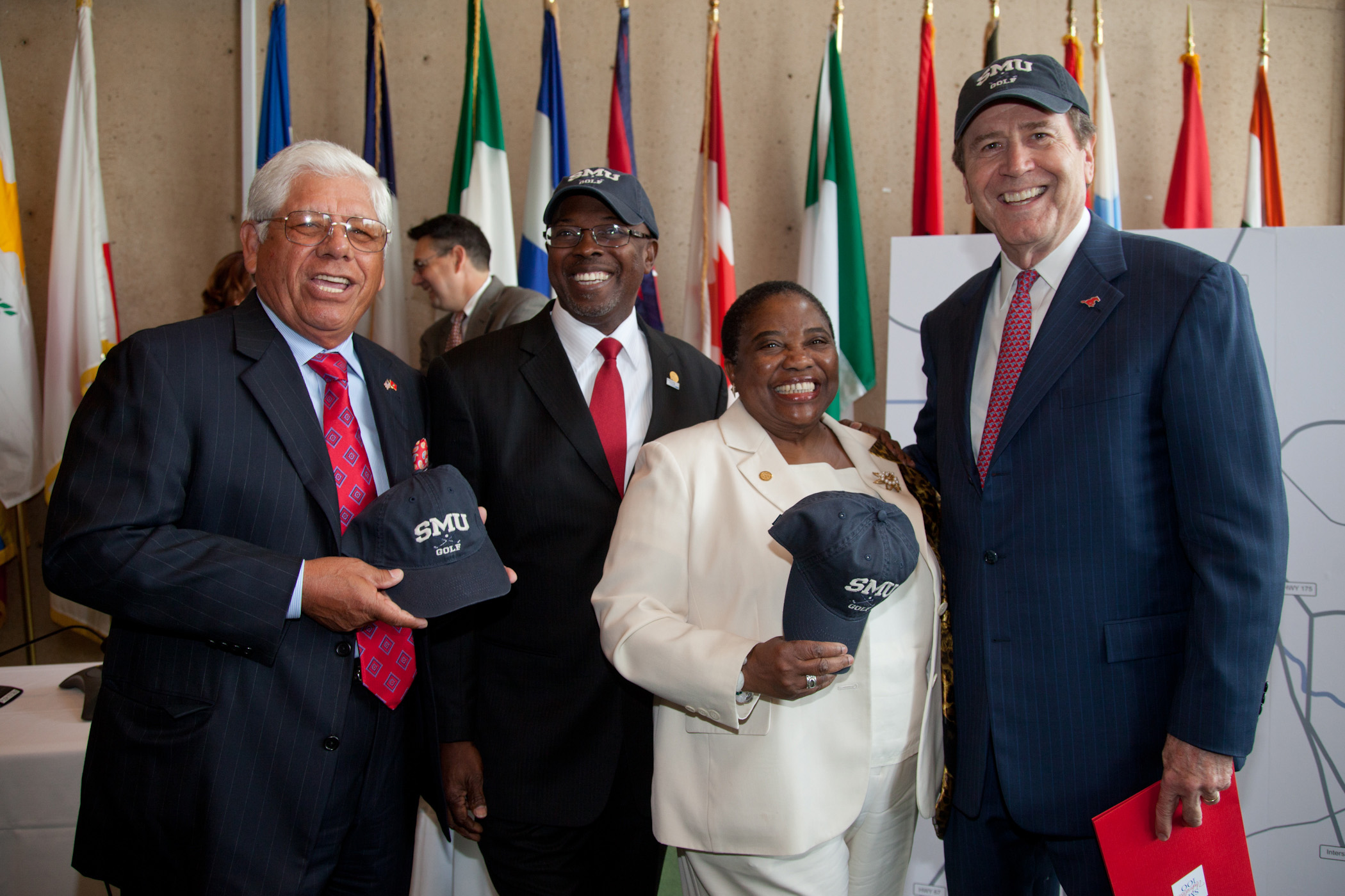 Professional Golfer Lee Trevino, Dallas Deputy Mayor Pro Tem Tennell Atkins, Dallas City Councilwoman Vonciel Jones Hill, and SMU President R. Gerald Turner