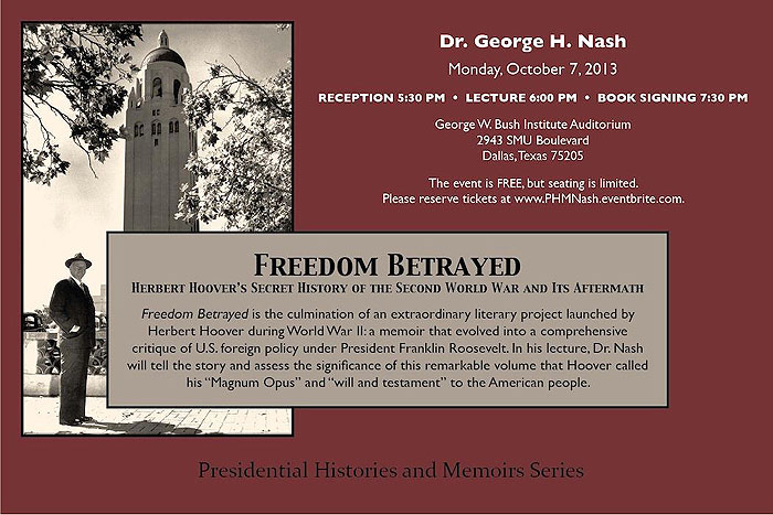 Herbert Hoover lecture on 07 Oct 2013