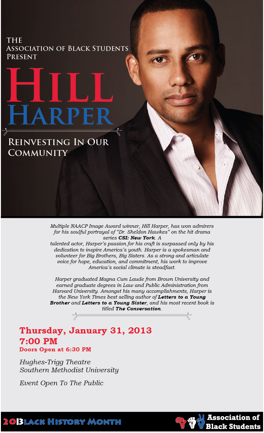 Hill Harper to speak at Southern Methodist University on 31 January 2013