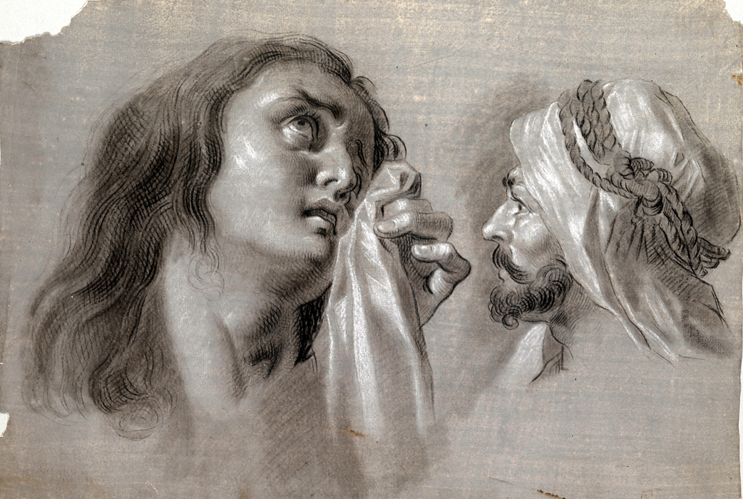 Zacar&iacute;as Gonz&aacute;lez Vel&aacute;zquez (Spanish, 1763-1834), Mary Magdalene and Head of a Moor, 1793. Black chalk, wash and white chalk highlights on grey tinted paper. Meadows Museum, SMU, Dallas. Museum Purchase with funds generously provided by a Challenge Grant by the Gill Family in honor of their daughter, Anju Gill