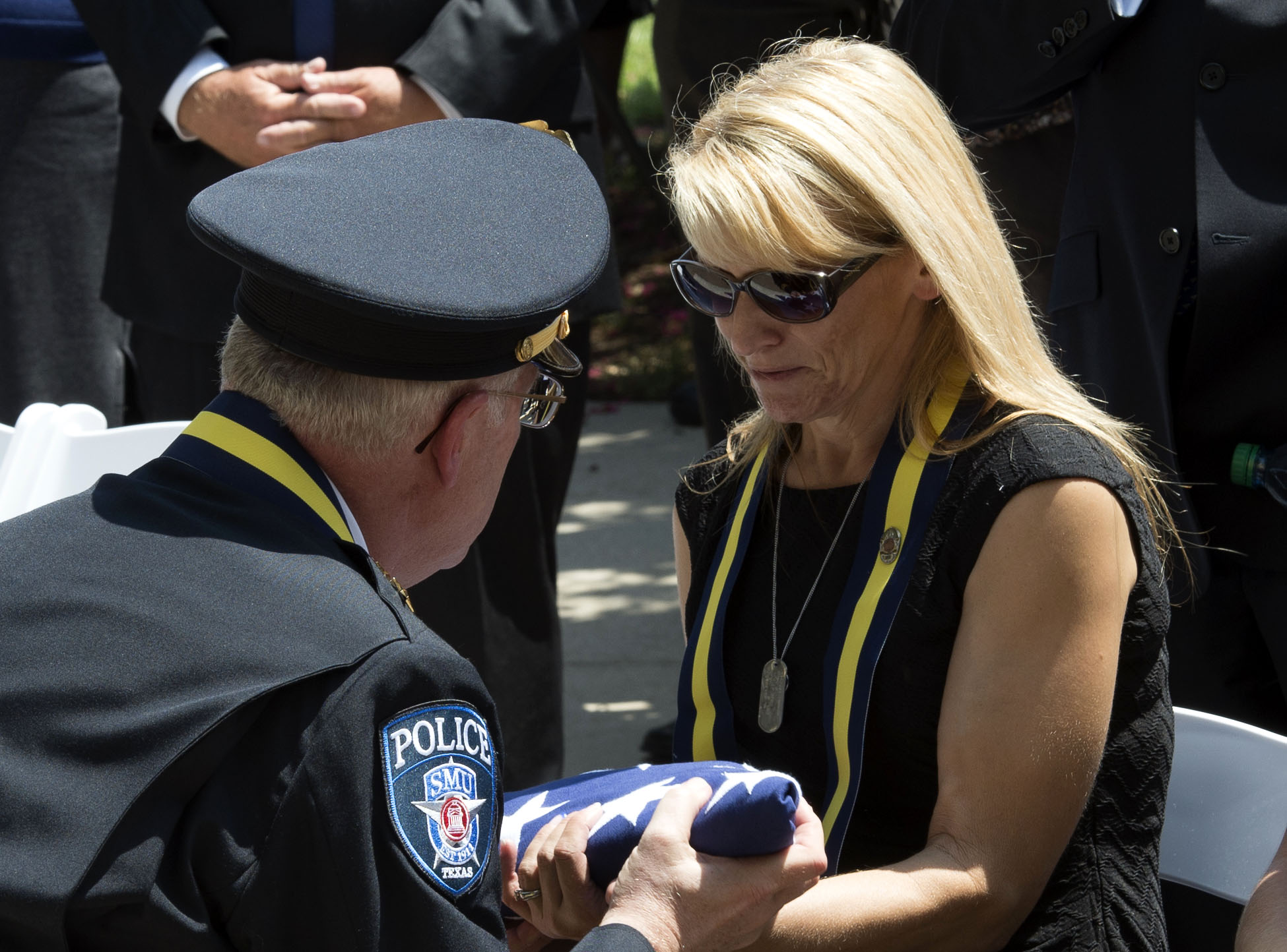 U.S. flag presented to Tiffany McCullers at memorial service for Mark McCullers on 28 July 2016
