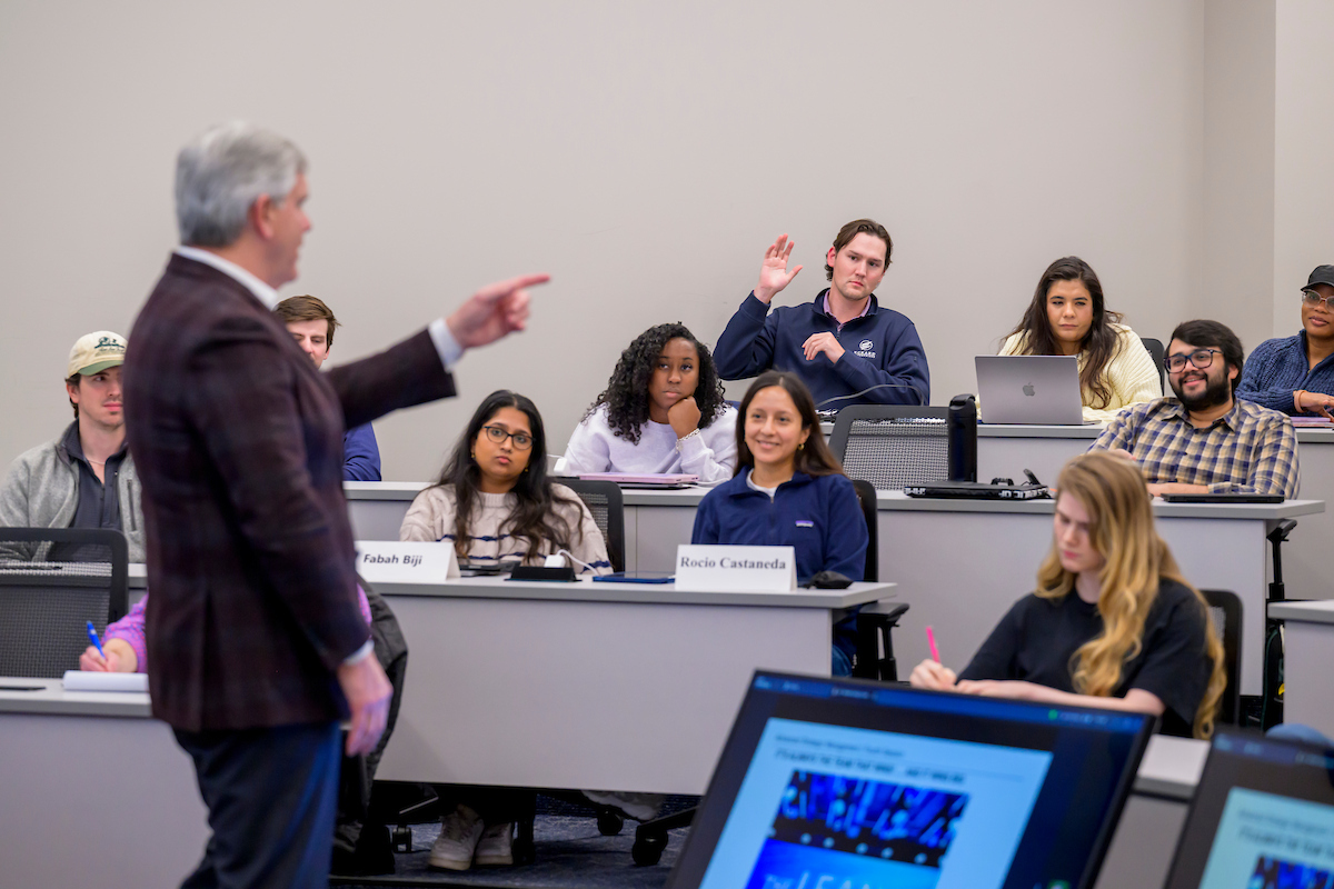 Students and professor in classroom