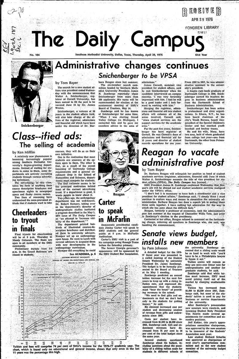 April 29, 1976 Daily Campus cover