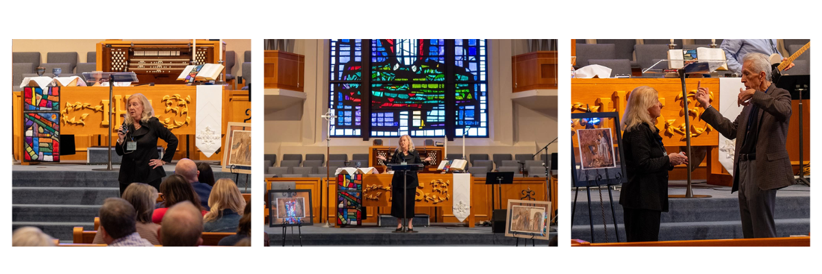 3 images of Jeanne on the Clergy Day at Horizon Texas