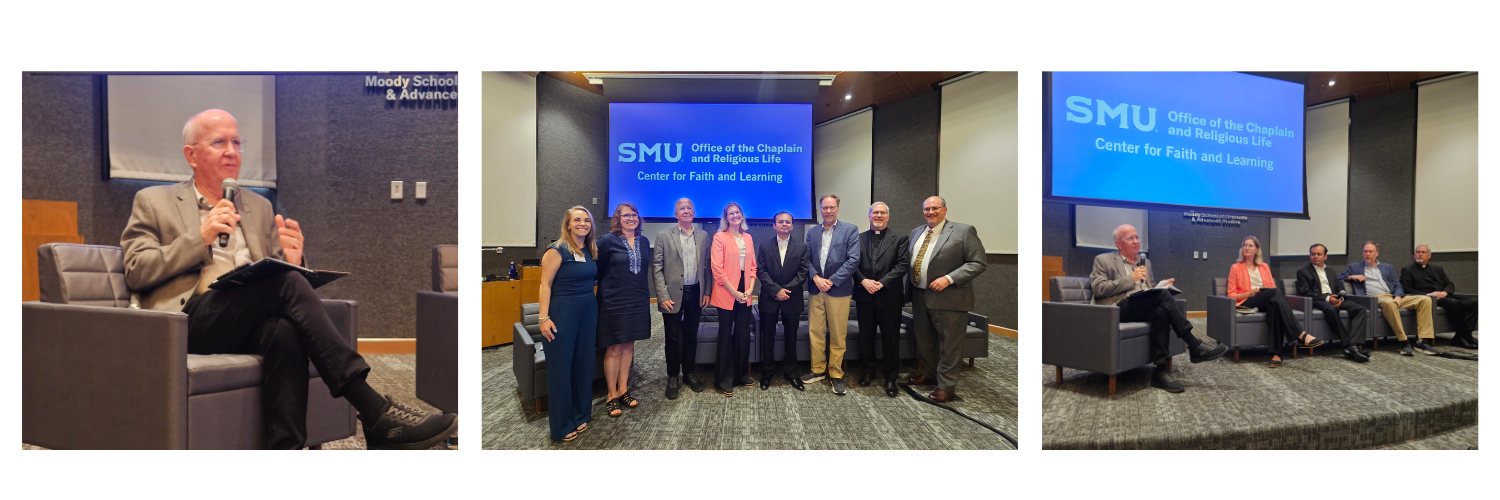 3 images of Robert Hunt at the discussion panel