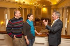 Image of Dean Lawrence in Perkins Chapel with Students - 2011