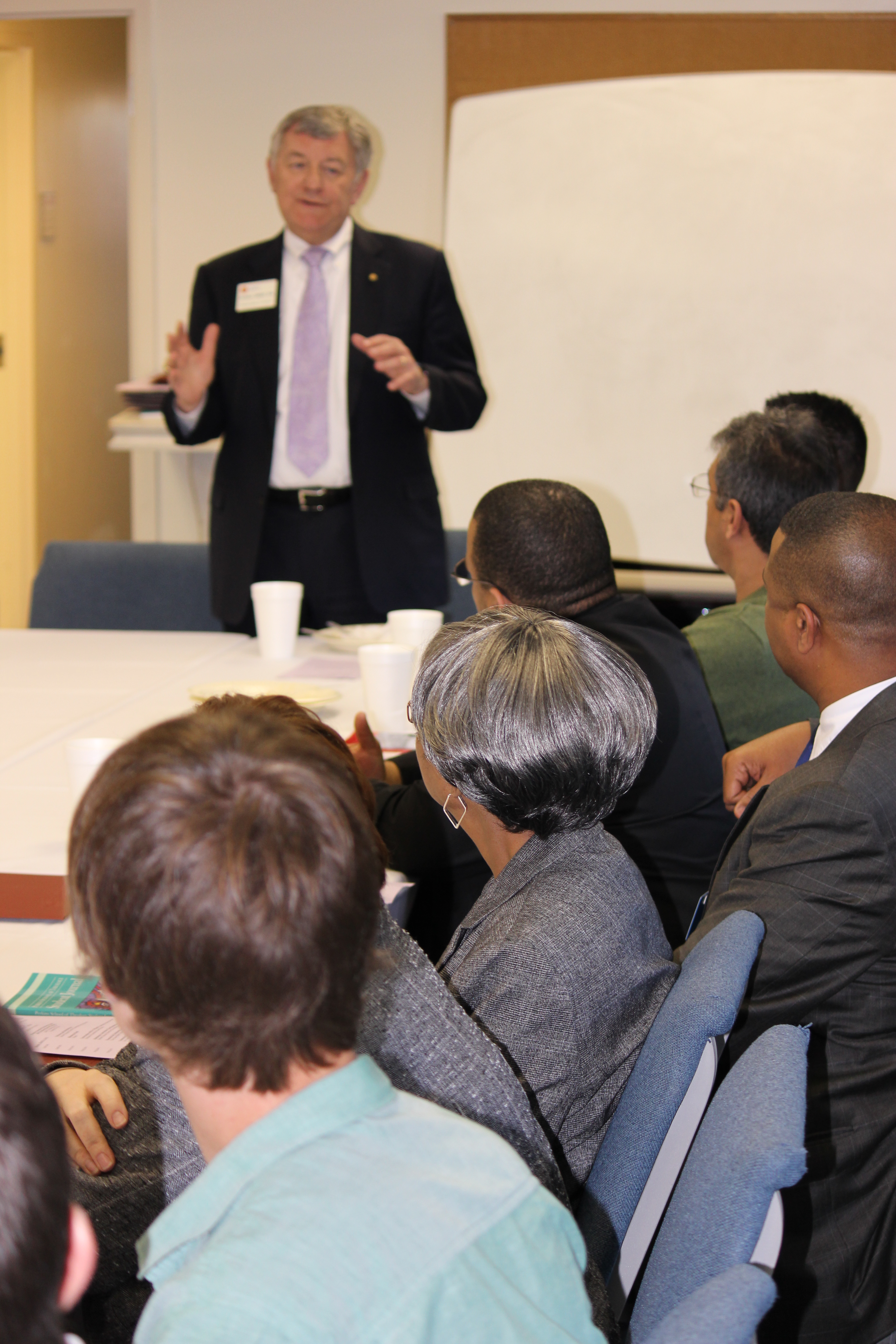 Dean William B. Lawrence speaks at a Houston-Galveston Program "Inside Perkins" Event, Perkins School of Theology, Southern Methodist University
