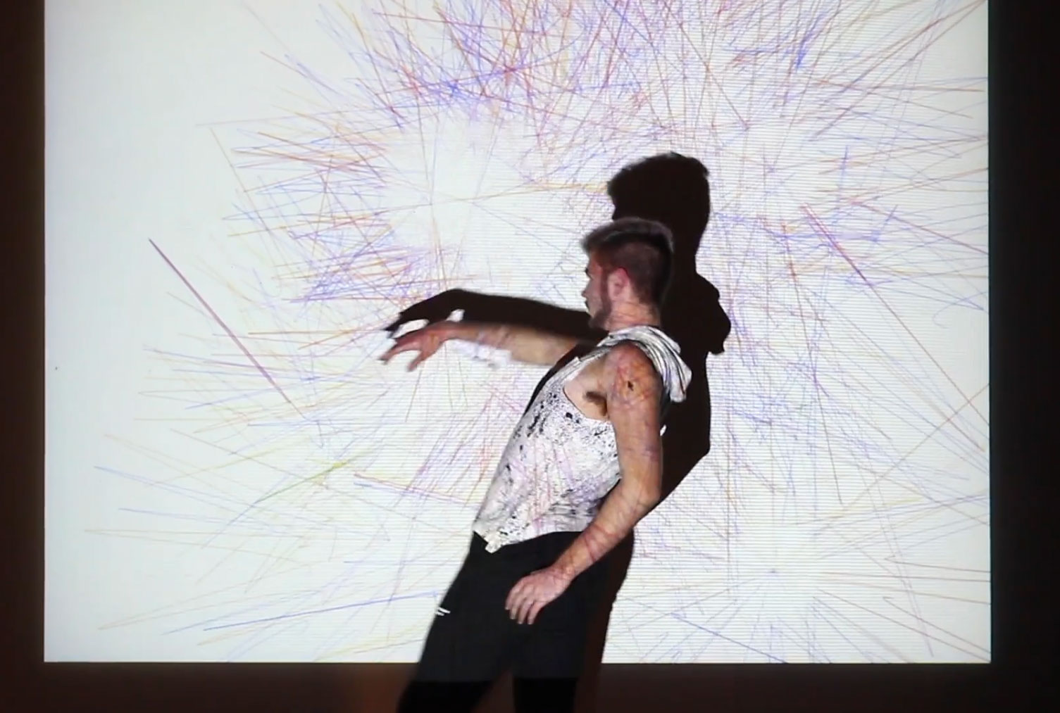 A Creative Computation student presents their project at a previous Showcase event.